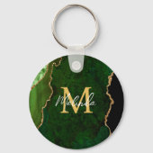 Porte-clés Marbre d'agate vert et or (Verso)