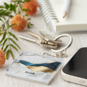 Porte-clés Marbre de pierre de turquoise blanche Cool or (Devant Droit)