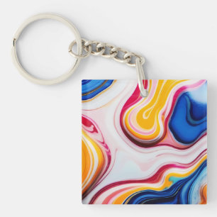 Porte-clés Marbre faux bleu rose jaune blanc tendance