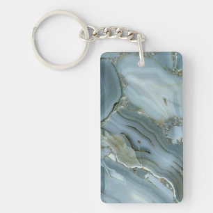 Porte-clés Marbre Gris Bleu avec Veine d'Or