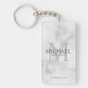 Porte-clés Marbre Groomsmen personnalisé nom et monogramme
