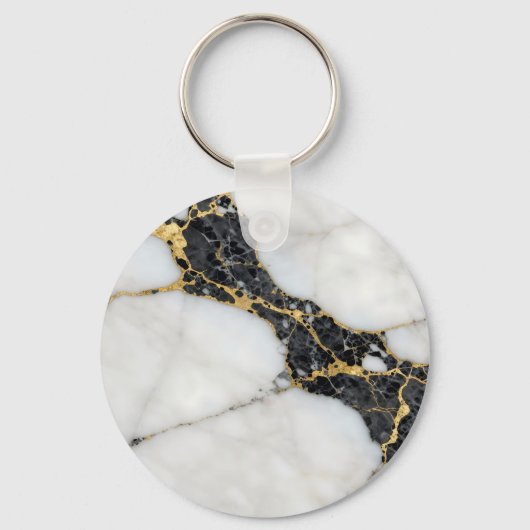 Porte-clés Marbre Luxe Noir Blanc Or (Recto)