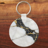 Porte-clés Marbre Luxe Noir Blanc Or (Recto)