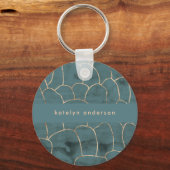 Porte-clés Marbre moderne Gold Gemstone Turquoise (Recto)