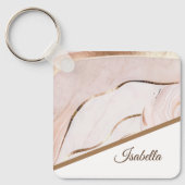 Porte-clés Marbre moderne Luxe Rose & Or (Recto)