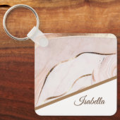 Porte-clés Marbre moderne Luxe Rose & Or (Recto)