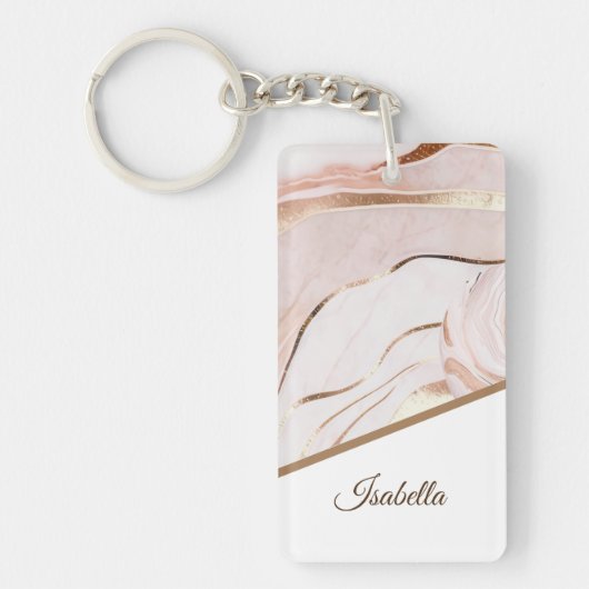Porte-clés Marbre moderne Luxe Rose or (Devant)