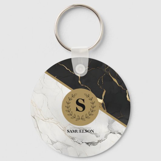 Porte-clés Marbre Monogrammé Intemporel (Recto)