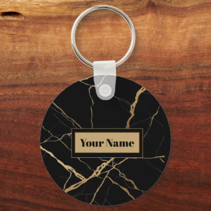 Porte-clés Marbre noir et or moderne Minimaliste Luxe 