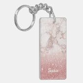 Porte-clés Marbre rose de blanc de parties scintillantes d'or (Devant gauche)