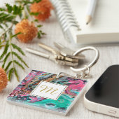 Porte-clés Marbre rose et vert monogramme (Devant Droit)