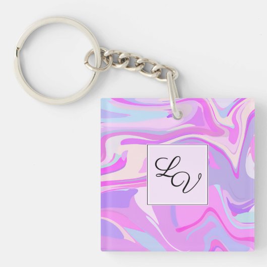 Porte-clés Marbré rose violet Turquoise (Devant)