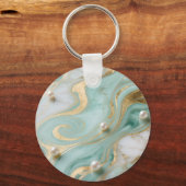 Porte-clés Marbre Turquoise Perle Tourbillon Doré (Recto)