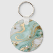 Porte-clés Marbre Turquoise Perle Tourbillon Doré (Verso)