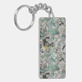 Porte-clés Marbrure de pierre avec veines de turquoise Acryli (Devant gauche)