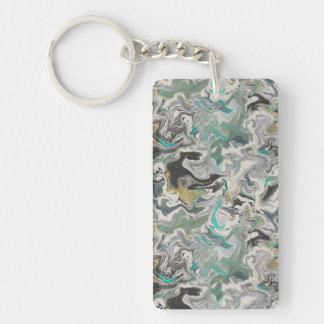Porte-clés Marbrure de pierre avec veines de turquoise Acryli