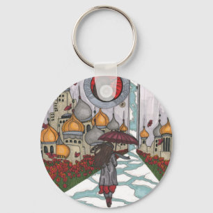 Porte-clés "Marchant avec le porte - clé de tulipes"