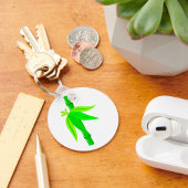 Porte-clés Marche en bambou vert avec Feuilles tropicaux