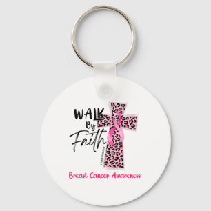 Porte-clés Marche Par Foi Conscience du cancer du sein Christ