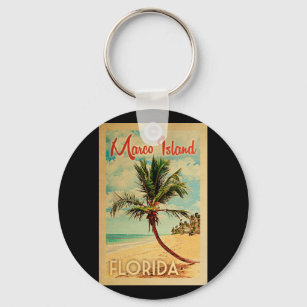 Porte-clés Marco Island Florida Palm Tree Beach Vintage Trave