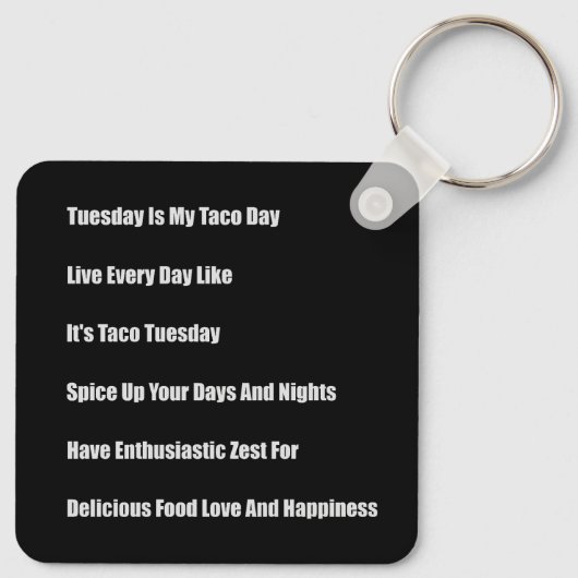 Porte-clés Mardi est mon jour Taco (Dos)