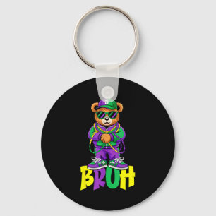 Porte-clés Mardi Gras Bruh Teddy Bear Hip Hop Garçons Hommes