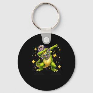Porte-clés Mardi Gras Dabbing Alligator Collier de Carnaval H