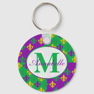 Porte-clés Mardi Gras Fleur de Lis Motif personnalisé