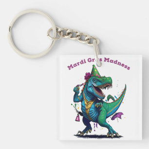 Porte-clés Mardi Gras Madness T Rex Dinosaur Perle Mardi Graw