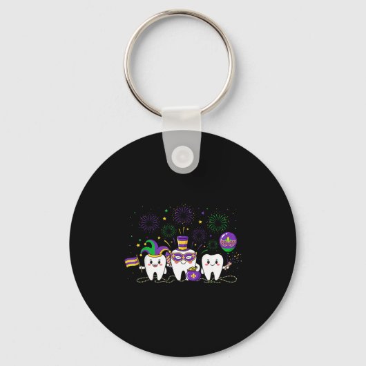 Porte-clés Mardi Gras Mignon Trois Dents Perles Mardi Gras De (Recto)