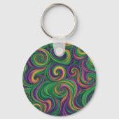 Porte-clés Mardi Gras vert violet tourbillonne abstrait (Recto)