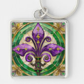 Porte-clés Mardi Gras Vitrail Fleur de lis (Devant)
