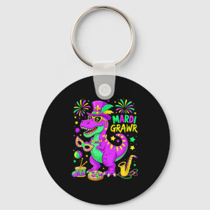 Porte-clés Mardi Grawr T-rex Dino Mardi Gras Dinosaure Perles