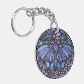 Porte-clés Marguerites de papillon de lune violet (Devant gauche)