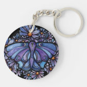 Porte-clés Marguerites de papillon de lune violet (Dos)