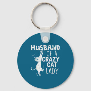 Porte-clés Mari rétro Femme folle de chats Graphisme