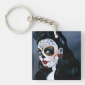 Porte-clés Maria Crâne sucre Roses rouges (Devant)