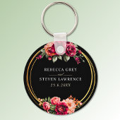 Porte-clés Mariage à fleurs noir rouge chic