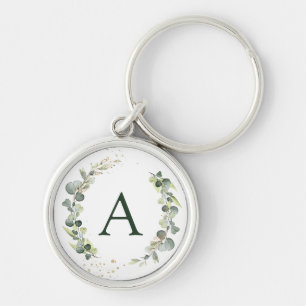 Porte-clés Mariage à la verdure de monogramme eucalyptus bota