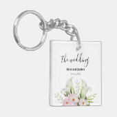 Porte-clés Mariage Blanc Doux Calla Lily Rose Aquarelle S (Devant gauche)