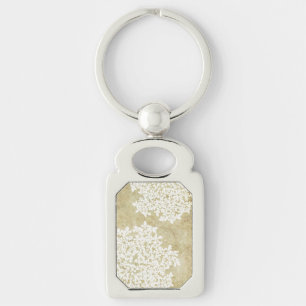 Porte-clés Mariage blanc floral vintage