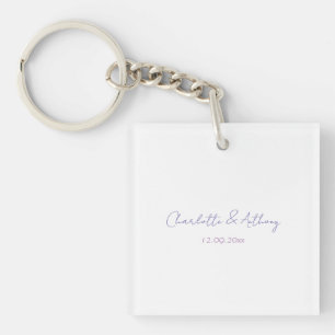 Porte-clés Mariage Calligraphie Élégante Noms Créatifs & Date