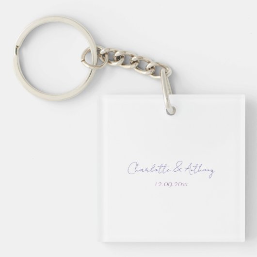 Porte-clés Mariage Calligraphie Élégante Noms & Date Créatifs (Devant)