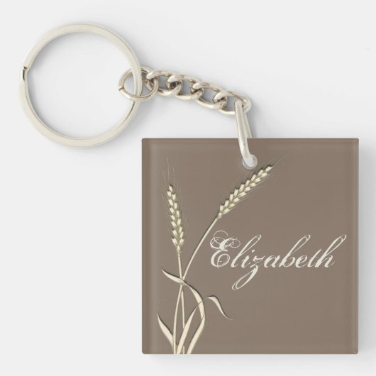 Porte-clés Mariage campagnard de blé à herbe simple (Devant)