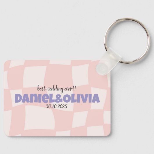 Porte-clés Mariage Carré rose (Recto)
