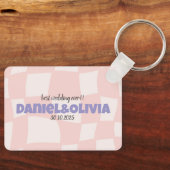 Porte-clés Mariage Carré rose (Recto)
