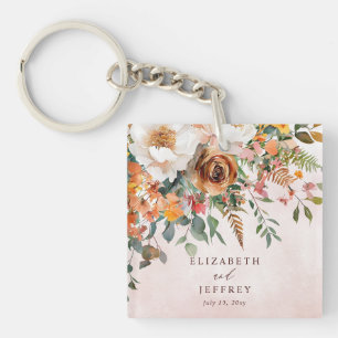 Porte-clés Mariage Champêtre Floral Orange Automne