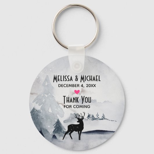 Porte-clés Mariage d'aquarelle gris-rustique (Recto)