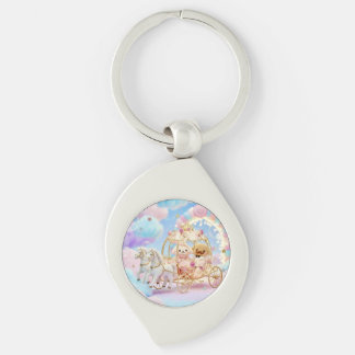 Porte-clés Mariage de chiot mignon Carrosse de conte de fées