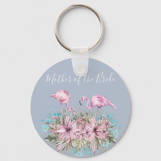 Porte-clés Mariage de Flamants roses tropicaux (Recto)